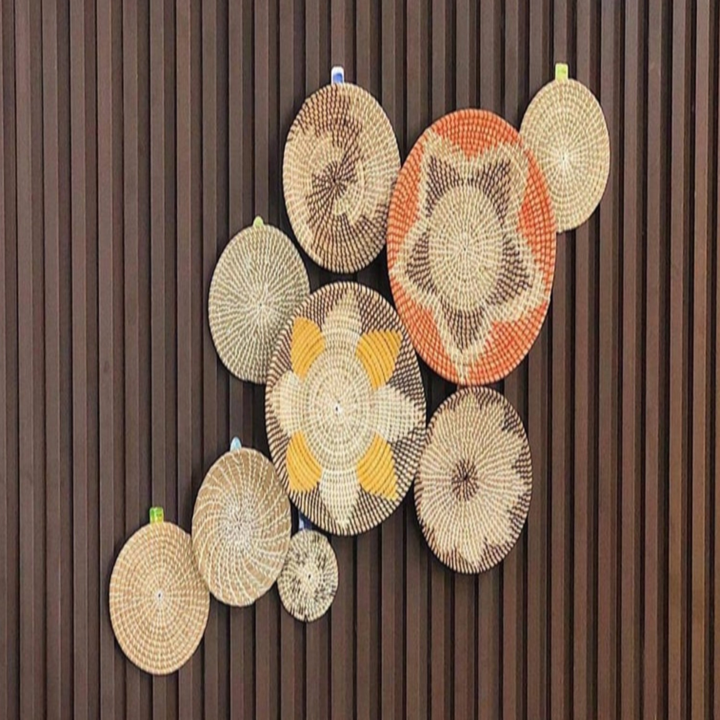 Set of 9 Rattan Wall Hanging Baskets Decor Seagrass Woven Etsy
