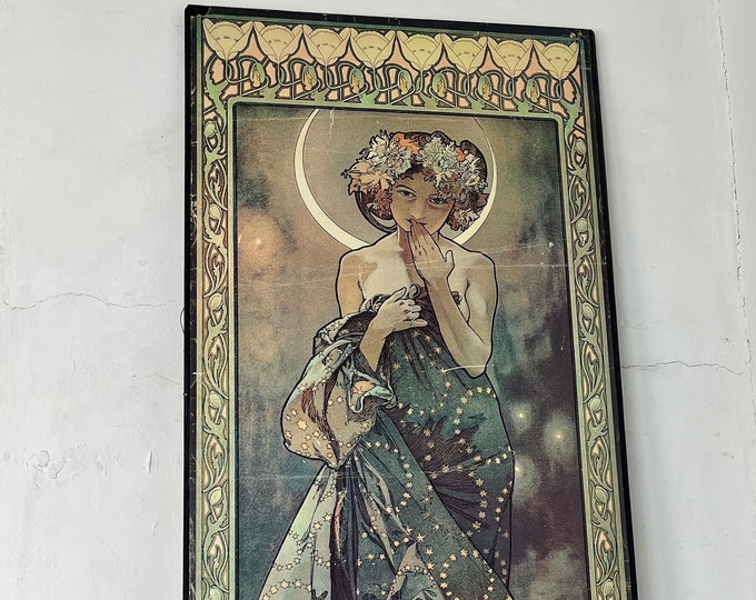 Mucha Signs Beautiful Vintage Mucha the Moon Artwork Sign, Art Nouveau Picture ...