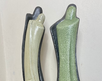 Mid-Century Art Deco Metal & Plaster Couple Sculptures