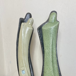 Mid century, designer art deco metal and plaster sculptures, art figure collectible, abstract piece, interior design, ornaments, decoration