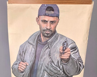 Póster vintage de tiro al blanco de la policía belga Malik PJL 23, arte mural retro, regalo único