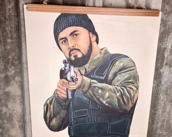 Póster vintage de objetivo de la policía belga: Malik PJL 24, arte mural moderno
