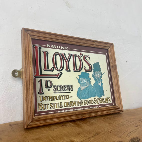 Lloyds Screws Tobacco Mirror: Vintage English Advertising Collectible