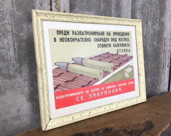 Póster original vintage de carga de proyectiles militares, guerra, comunismo, imagen, pieza coleccionable, ejército, combate, conflicto, batalla, regalo único.