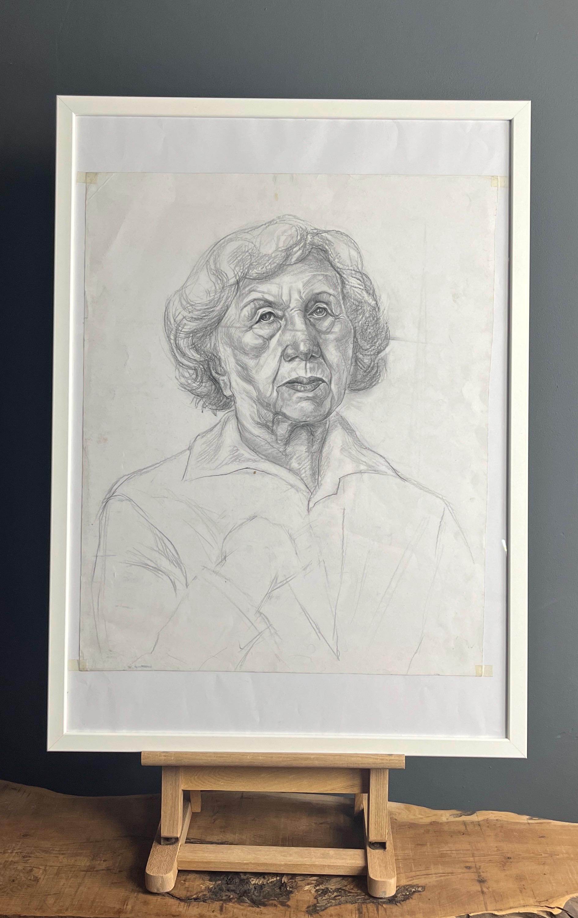 Vintage original drawing, picture, older lady, decorative, painting, art piece, illustration, decoration, artist, retro art, interior design