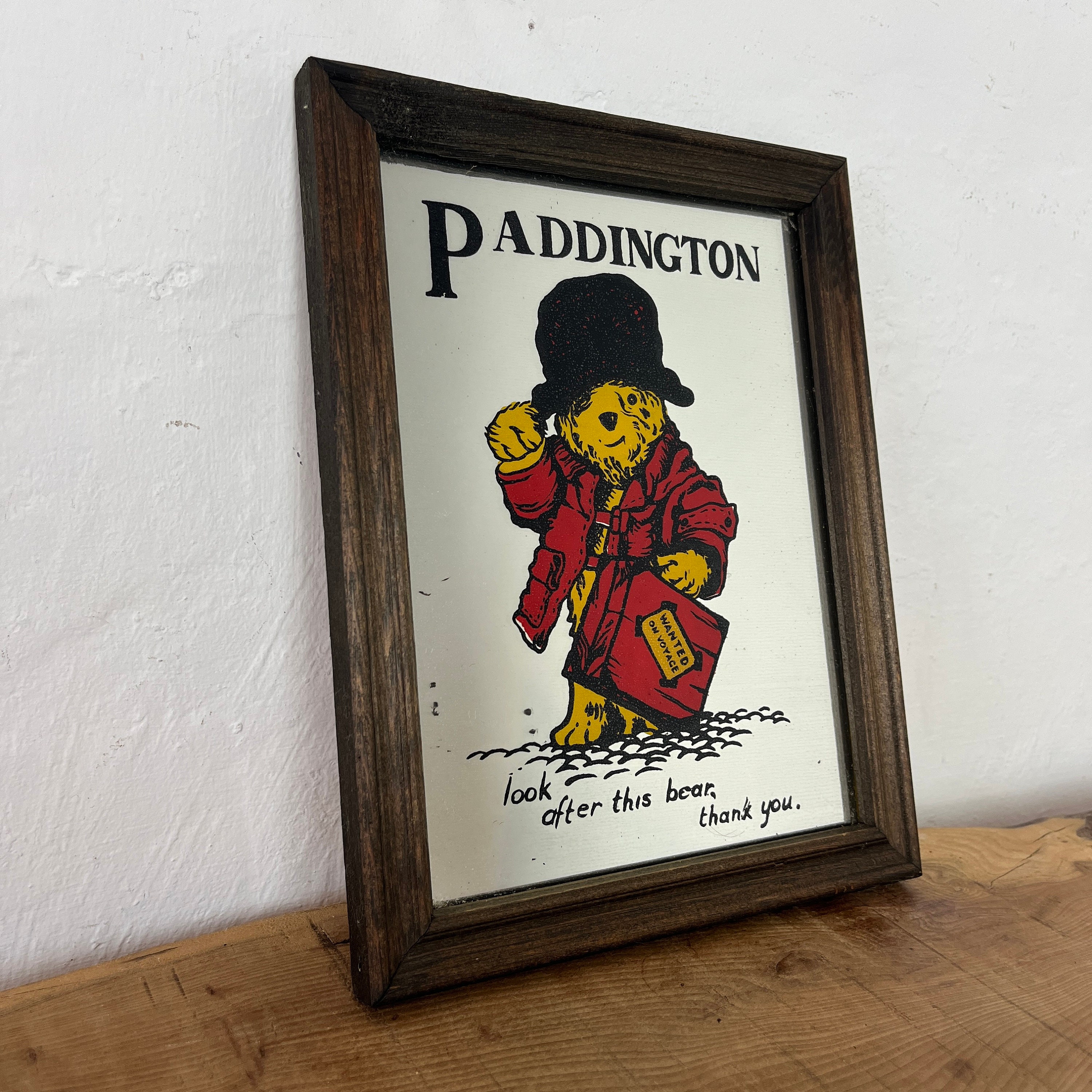 【海外限定】 Cute Paddington Bear Vintage Mirror, Children's Book Wall 鏡