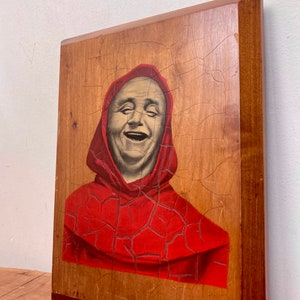 Vintage Merry Monk Wooden Wall Plaque: Mid-Century Art
