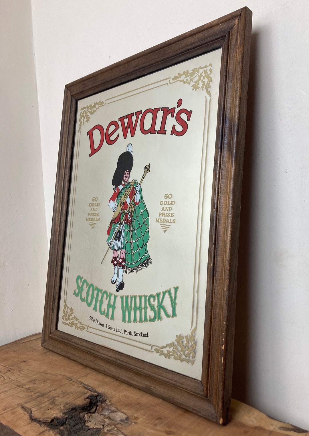 Dewars Vintage Scotch Whisky Mirror Advertising Wine Etsy