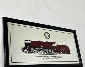 vintage London, Midland and Scottish Railway, miroir publicitaire de train, Royal Scot, objet de collection, image, transport, locomotives à vapeur