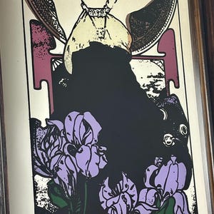 Amethyst is a famous Art Nouveau lithograph created by the Czech artist Alphonse Mucha in 1900. It is one of four works in his acclaimed "The Precious Stones" series, where each panel features a woman personifying a specific gemstone.