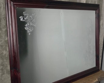Vintage Mucha Etched Mirror: Art Nouveau Floral Design
