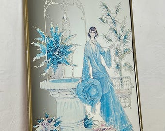 希少なヴィンテージアールヌーボー様式の鏡(女性の肖像画付き 希少なヴィンテージアールヌーボー様式の鏡(女性の肖像画付き