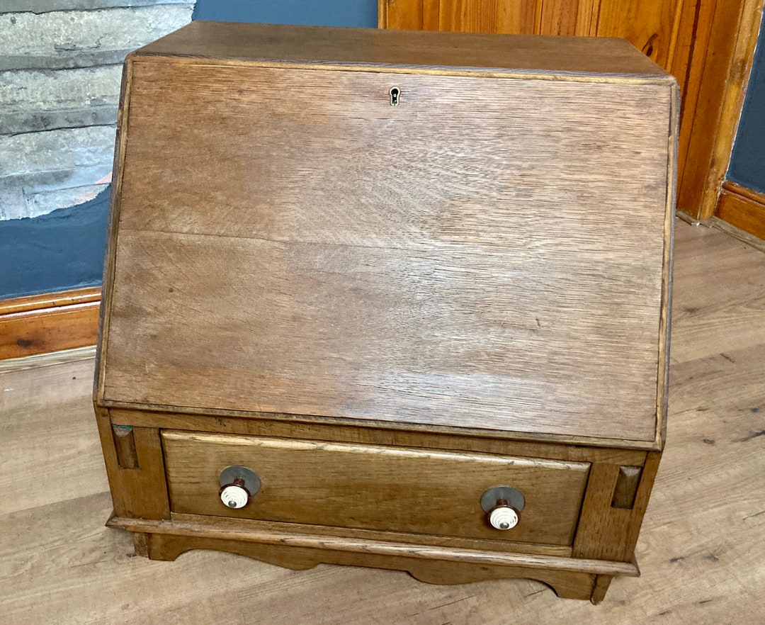 Wonderful Antique 19th Century Oak Desk, Writing Slope
