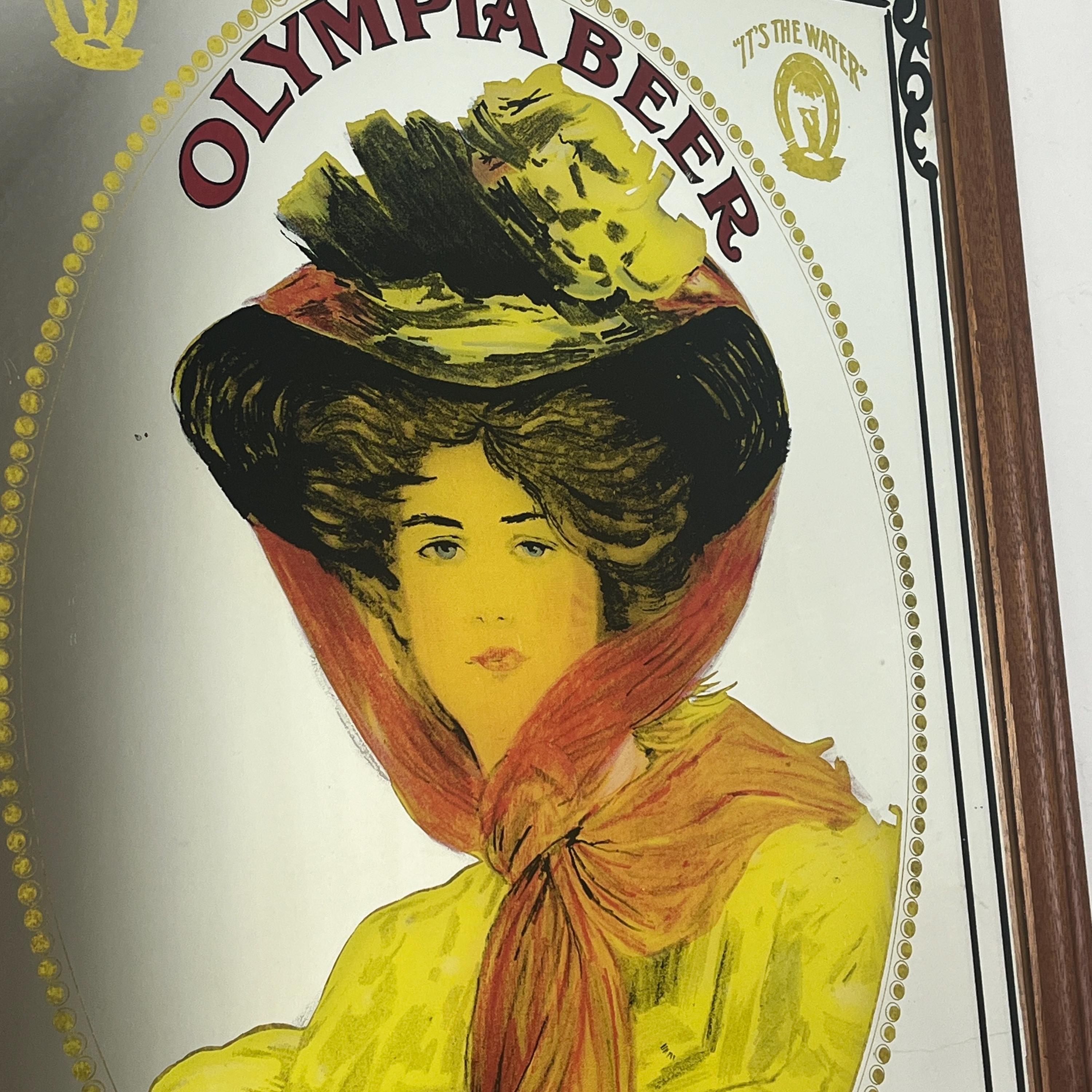 Olympia Beer Advertising Mirror, Vintage Beer Sign, Brewery
