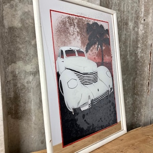 Vintage American Car Advertising Mirror, Automobile, Collectables Wall Art, Sports Car Picture, Memorabilia, Retro Style, Furnishings