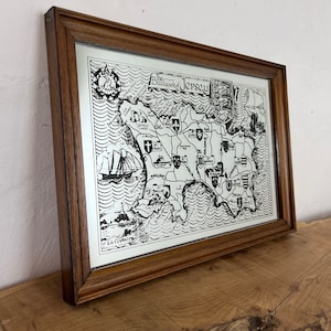 Cartes anciennes du Bailliage de Jersey, miroir vintage, Grande-Bretagne, pièce de collection, décoration d'intérieur, collectionneur, souvenirs