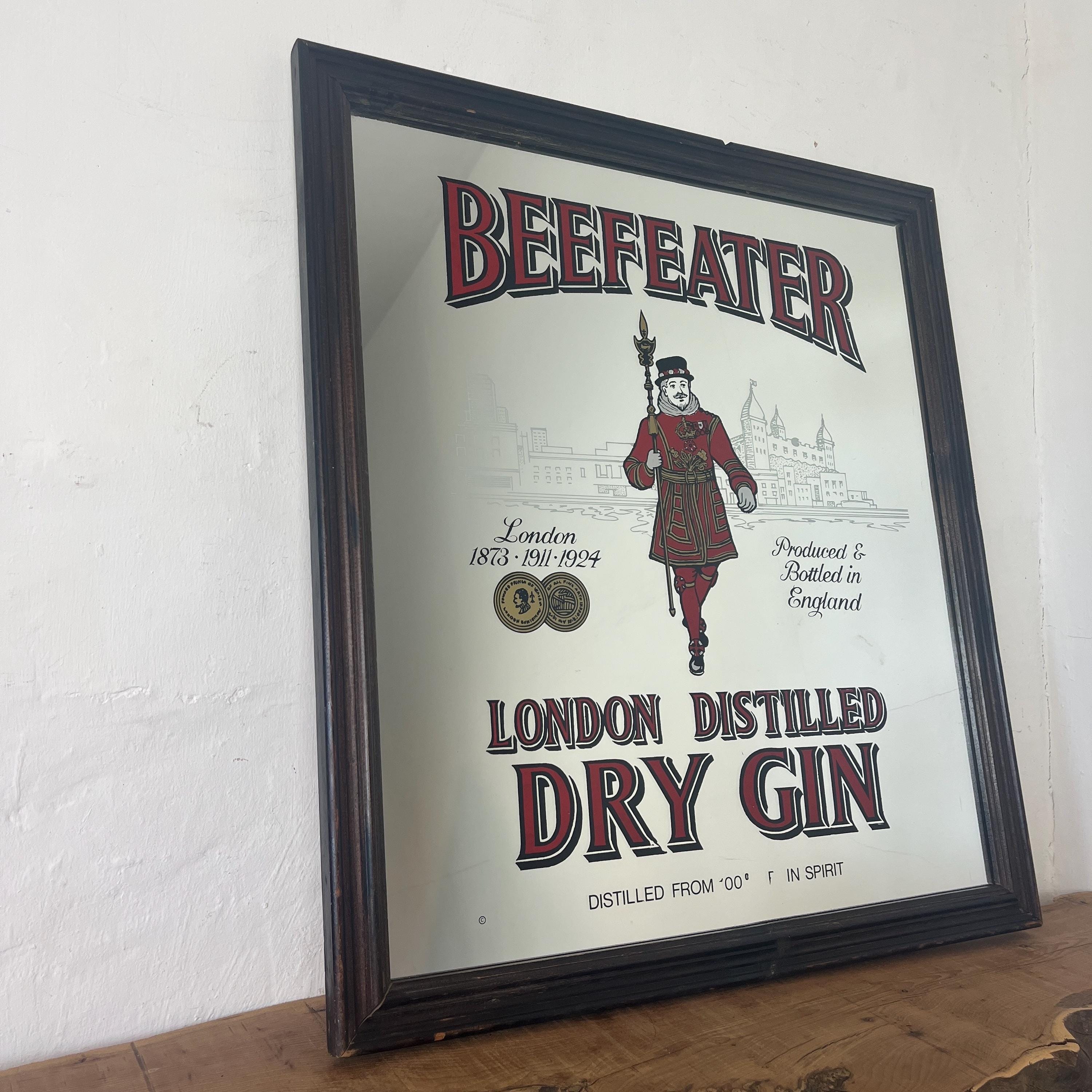 ​【希少】BEEFEATER ビーフィーター パブミラー 鏡 額縁 ヴィンテージ ヴィンテージ ビーフィーター ジン ミラー: ロンドン ドライ ジンの