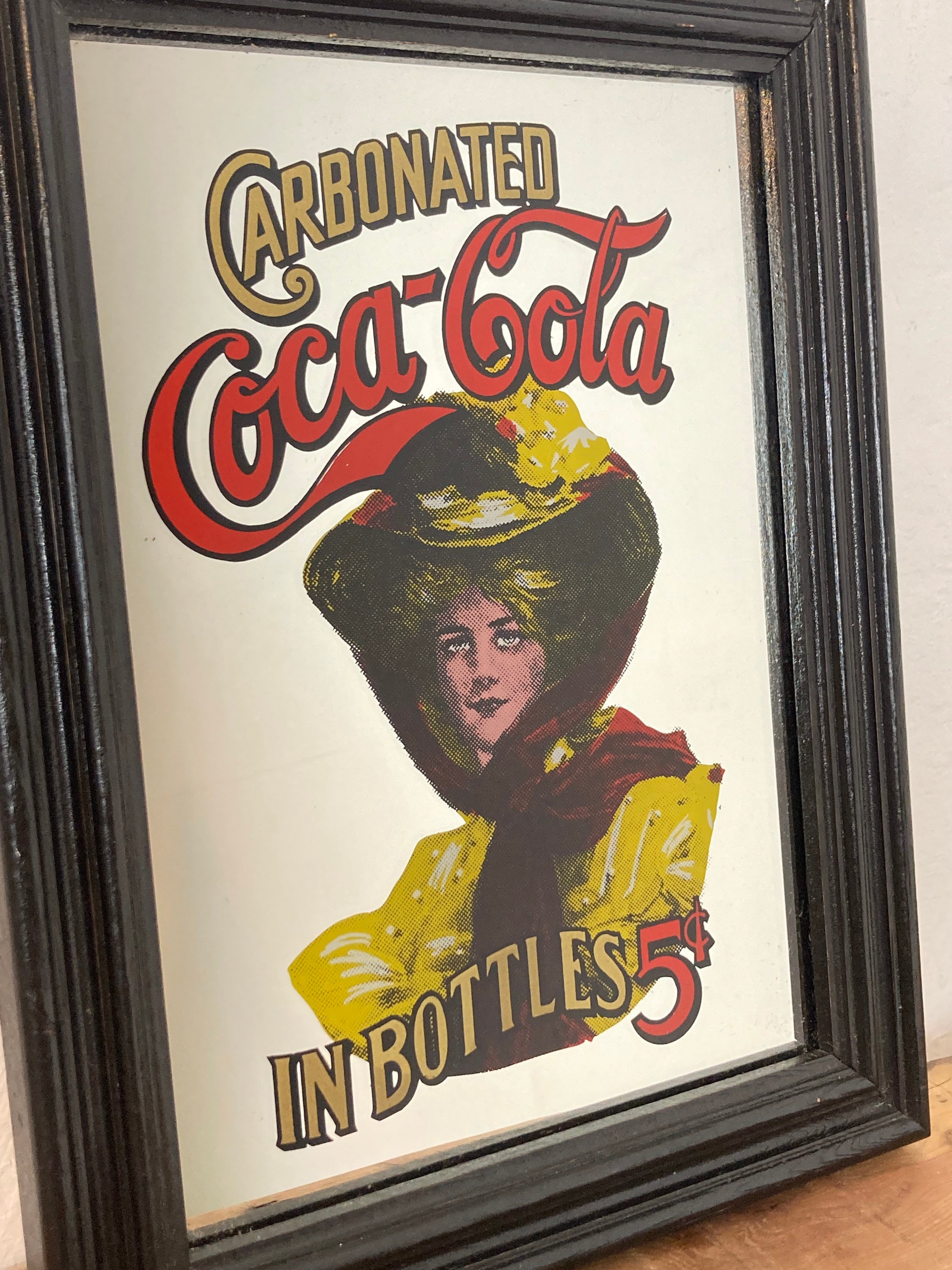 Vintage Coca Cola Mirror, Soft Drink, Advertising Vintage Coca Cola Mirror, Soft Drink, Advertising