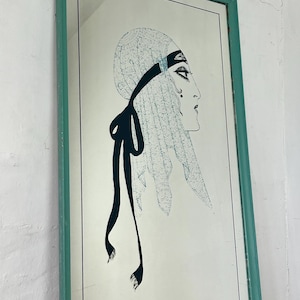 Lovely Vintage Art Deco Mirror, Elegant Lady Picture Mirror, Collectibles Picture, Advertising Piece, Interior Design, Retro Style, Chic Art