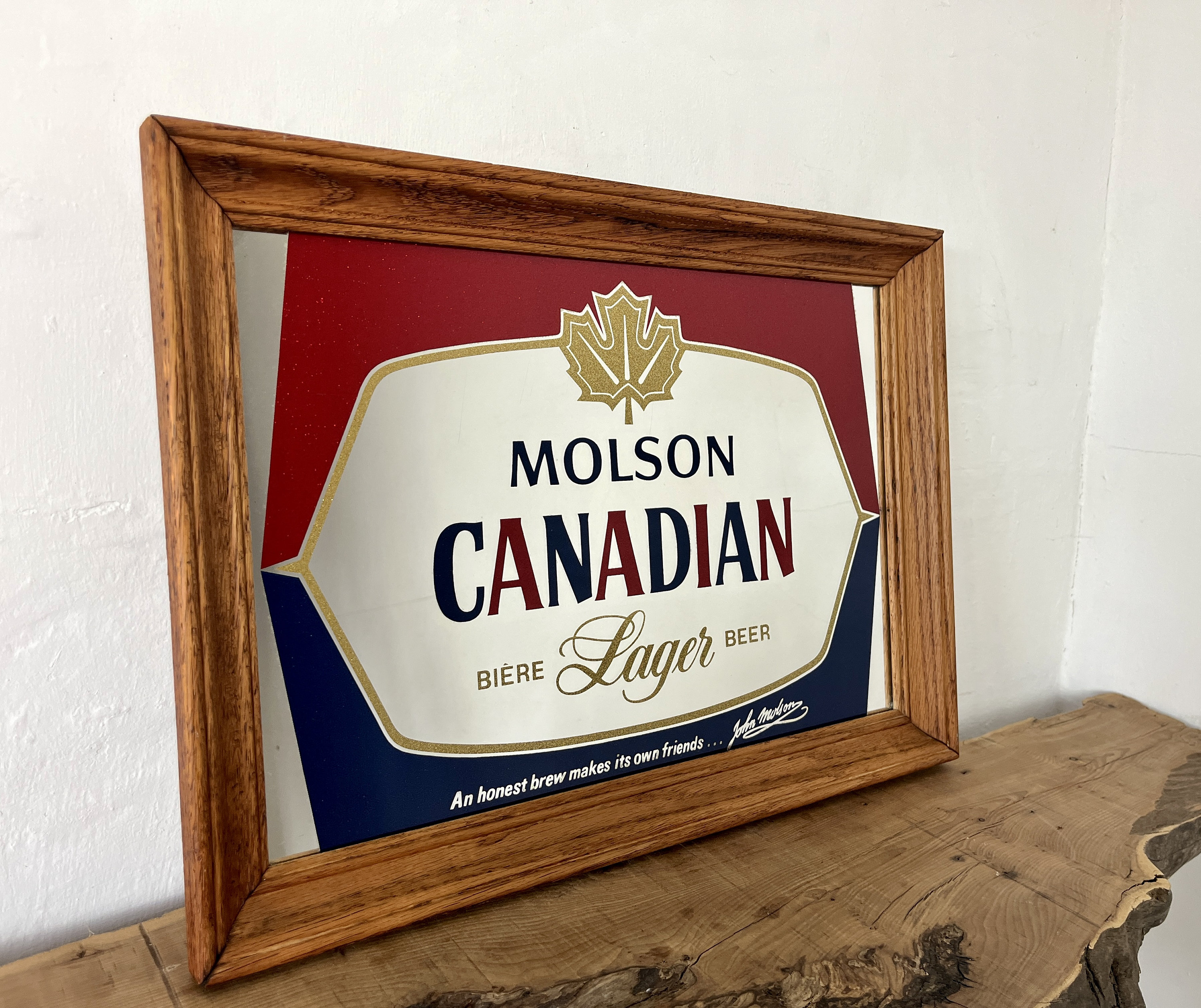 Molson Canadian Lager Advertising Mirror Vintage Beer Sign