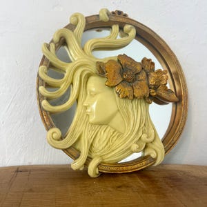 Vintage Art Nouveau Lady Mirror, Wall Art, Home Ornaments, Interior Design, Beautiful Picture, Woman Design, Vogue Style, Fashion Piece