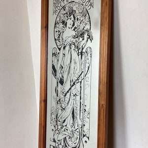 Beautiful Vintage Moet and Chandon Mucha Mirror Art Nouveau Lovely