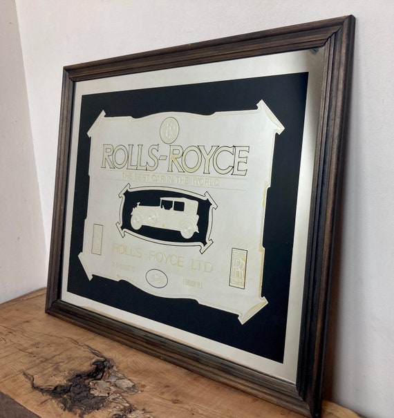 Art Deco Rolls Royce Advertising Mirror: Vintage Car Collectible