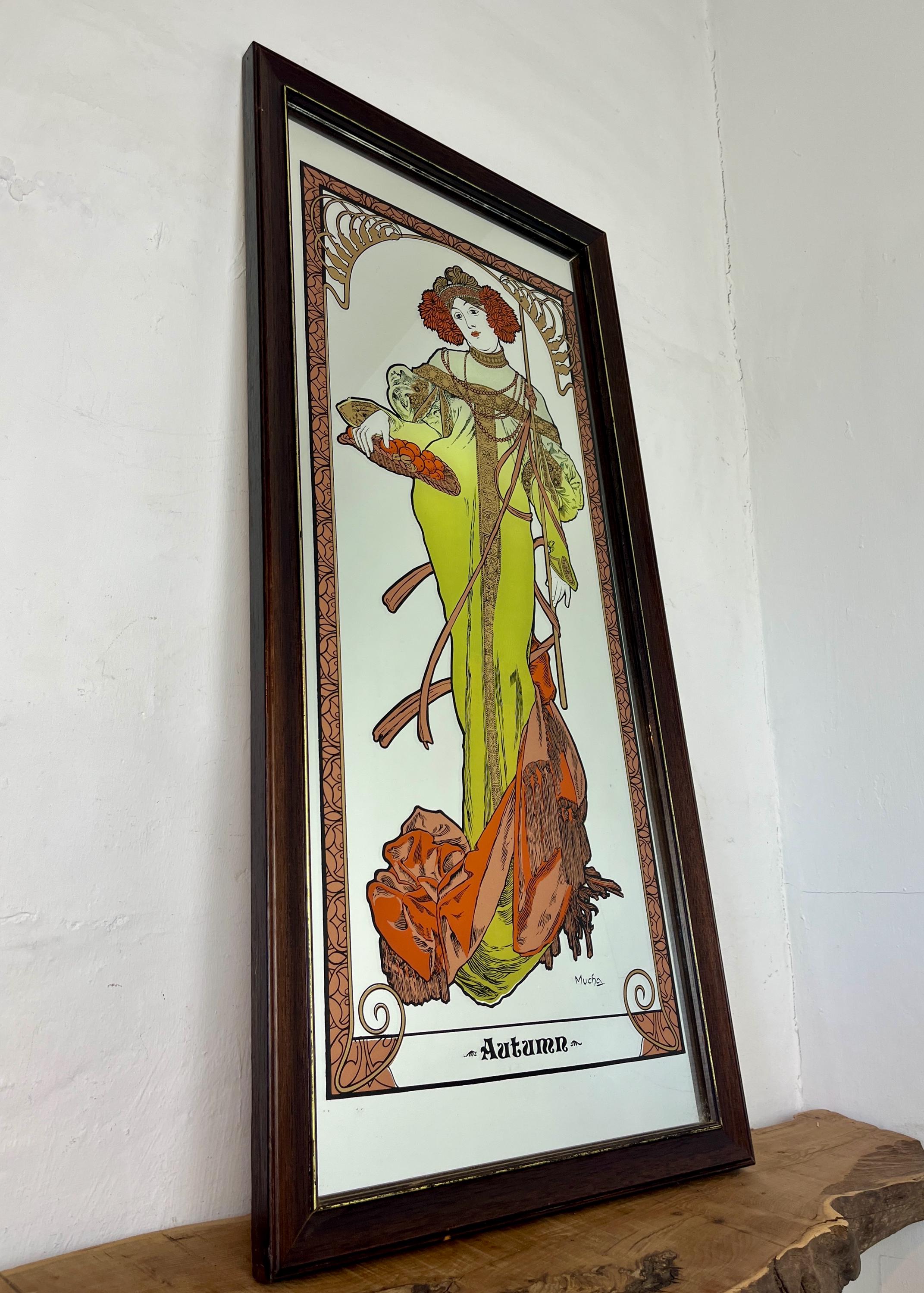 Art Nouveau Mucha Autumn, Four Seasons, Picture Mirror
