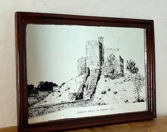Vintage Cardiff Castle Mirror: Norman Keep, Wales History Wall Art