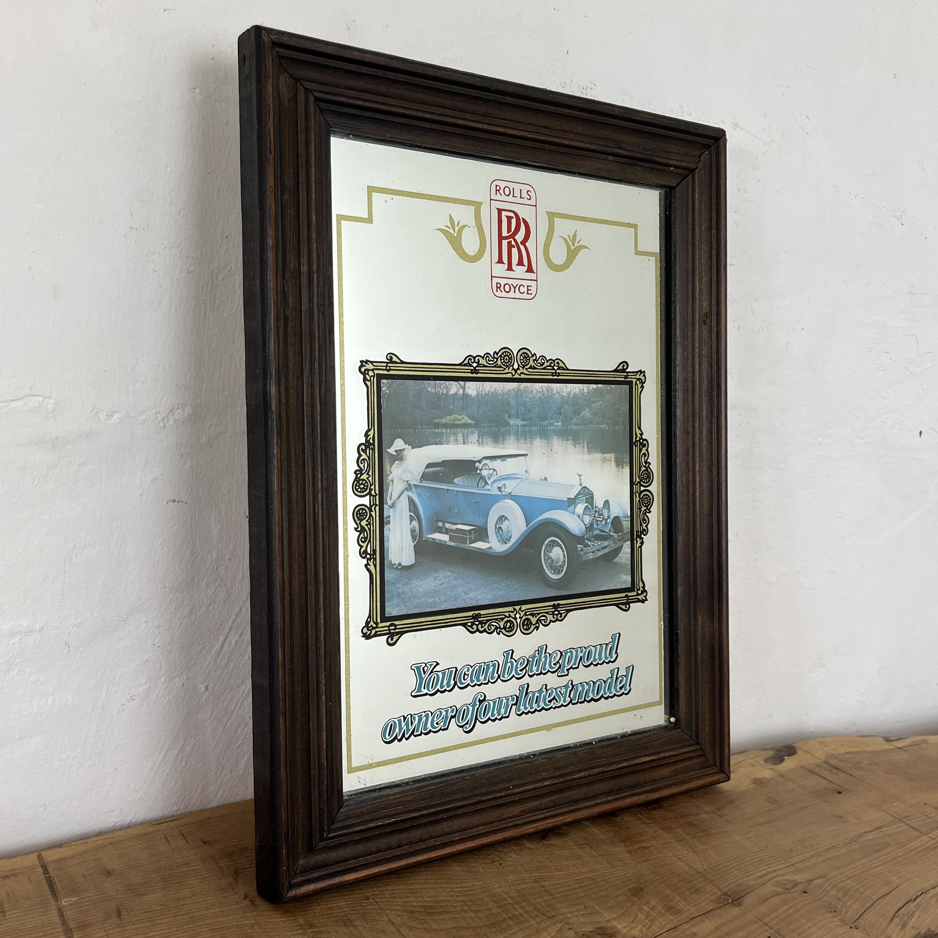 Miroir D'art Vintage Rolls Royce - Ancien, Occasion En état Fonctionnel - Décoration Rétro