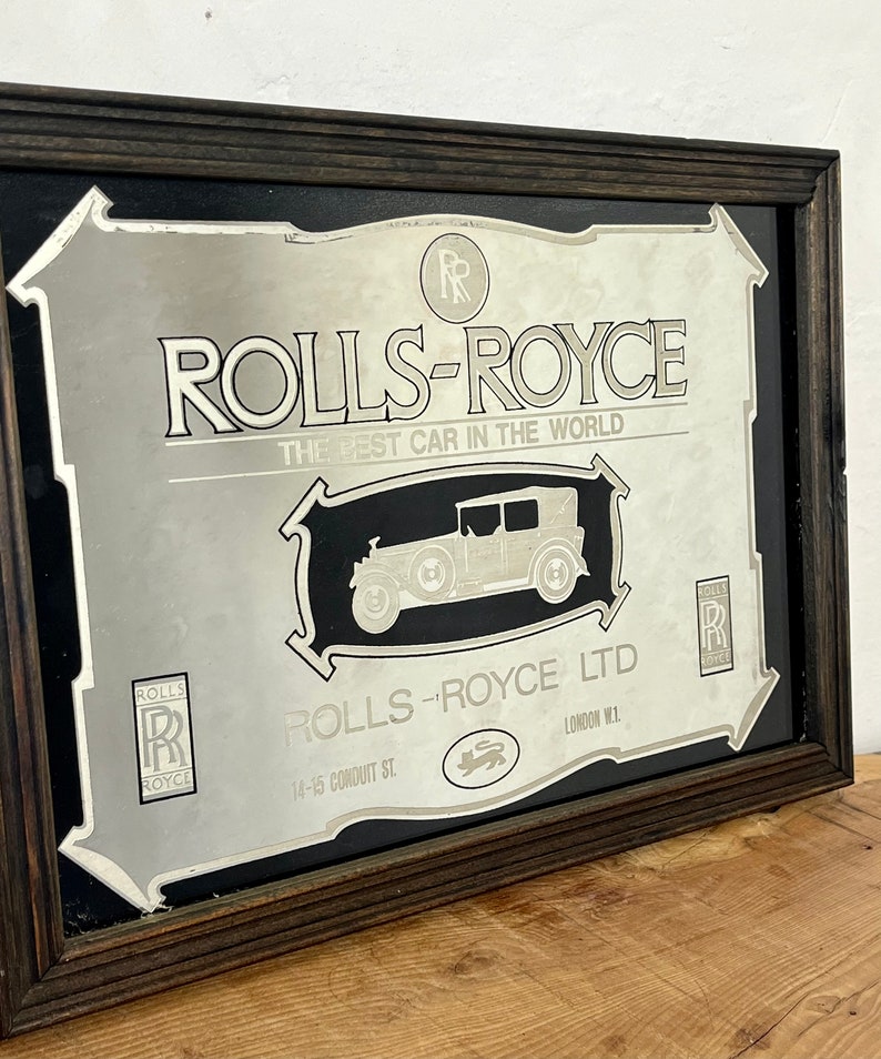 Vintage Art Deco Mirror Rolls Royce Sign Wall Art Picture Etsy