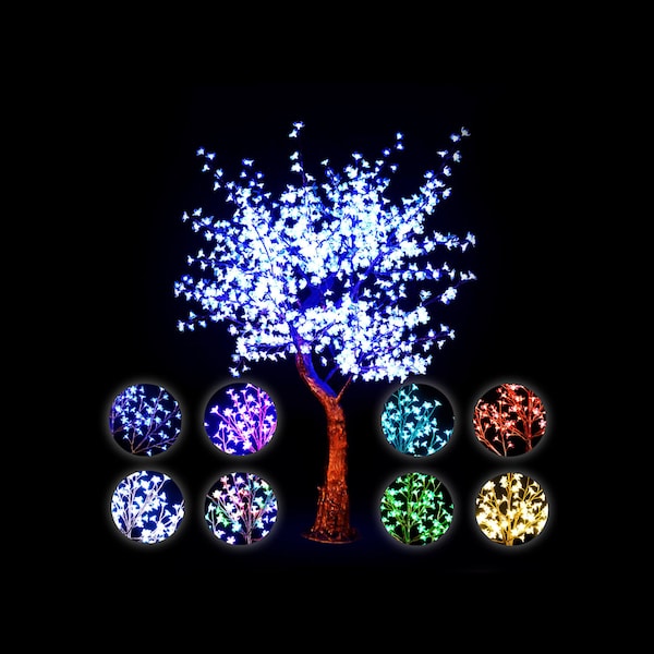 8FT Tall RGBW Shift Color - Lighted Tree Waterproof Cherry Blossom LED Tree - Remote Control Lights - Indoor/Outdoor Lighted Tree 1000 LEDS!
