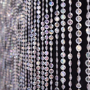 Beaded Curtain Jewel Crystal Iridescent Diamond Cut Bead Curtain for Doorways - Bedroom Closet Door Decoration (3FT Wide Choose Length)