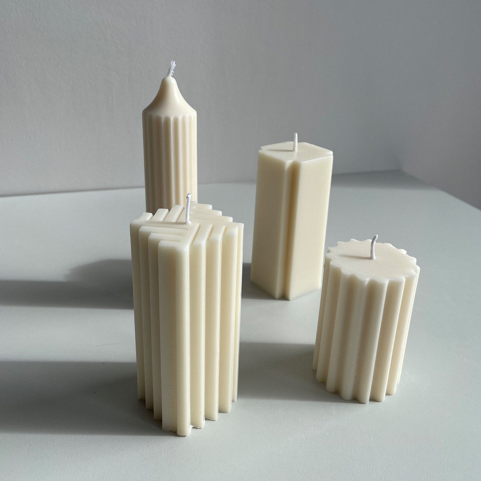 Ribbed Pillar Soy Candle Etsy