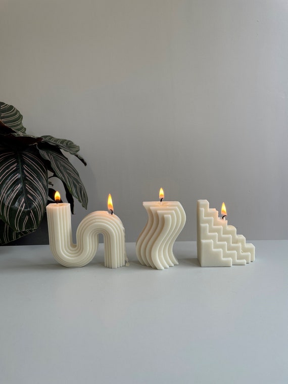 Candele decorative a colonna / Venduto come singolo o set / Cera di soia /  Scultoreo / Regalo -  Italia