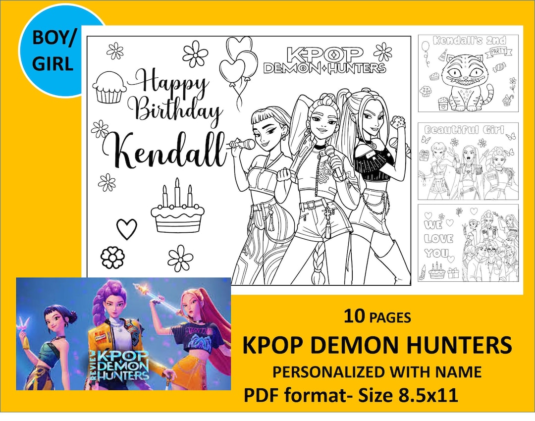 10 Printable Kpop Demon Hunters Coloring Page for Birthday ...