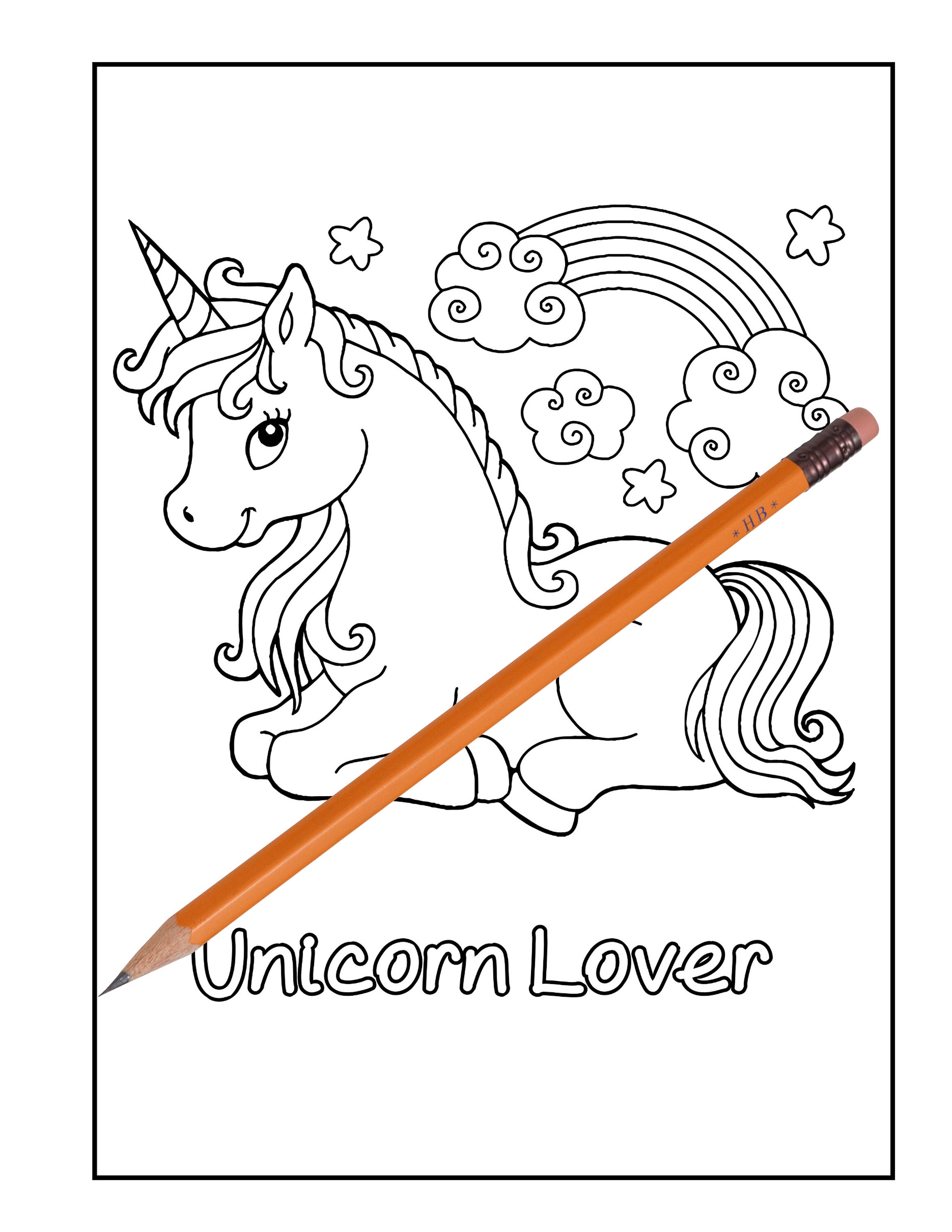 Unicorn coloring book pages Cute Unicorn to Birthday Party | Etsy