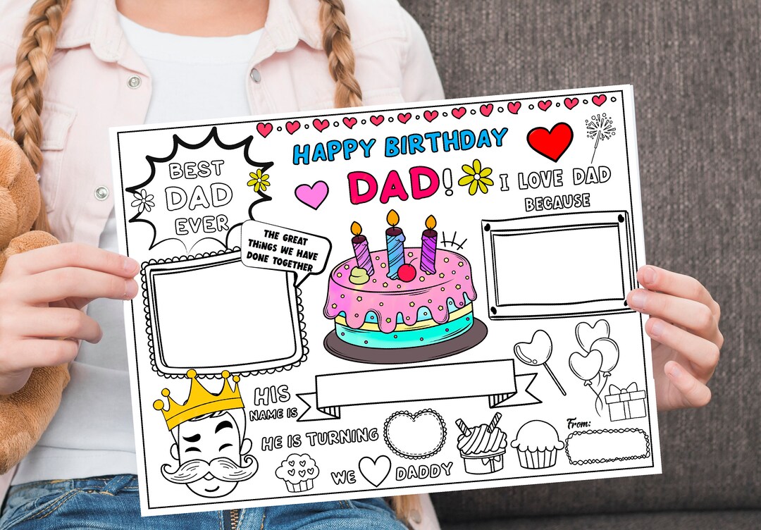 Feliz Cumpleaños Papá Para Colorear Páginas Imprimibles