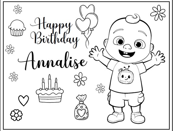 10 printable cocomelon coloring page for birthday personalized etsy