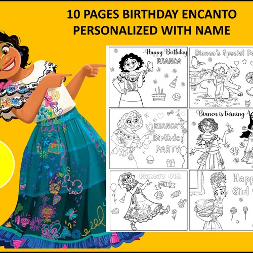 10 Printable Encanto Coloring Page for Birthday Personalized - Etsy