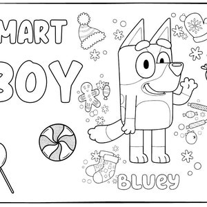 10 Printable Bluey Coloring Page for Birthday Personalized - Etsy