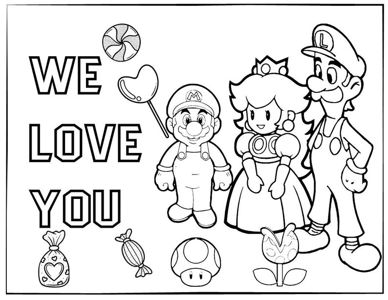 10 Printable Super Mario Coloring Page for Birthday Personalized With ...