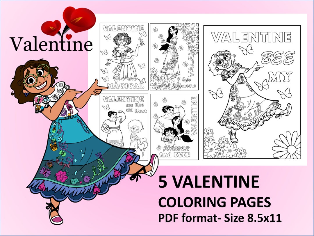 Encanto Valentine's Day Coloring Pages Printable