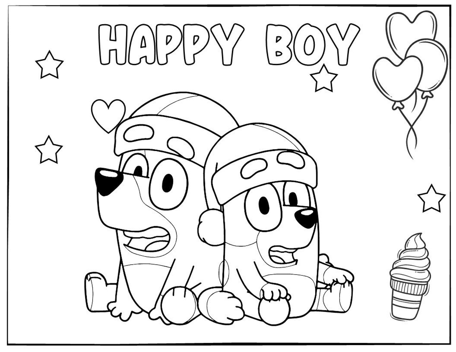 Bluey Birthday Coloring Pages
