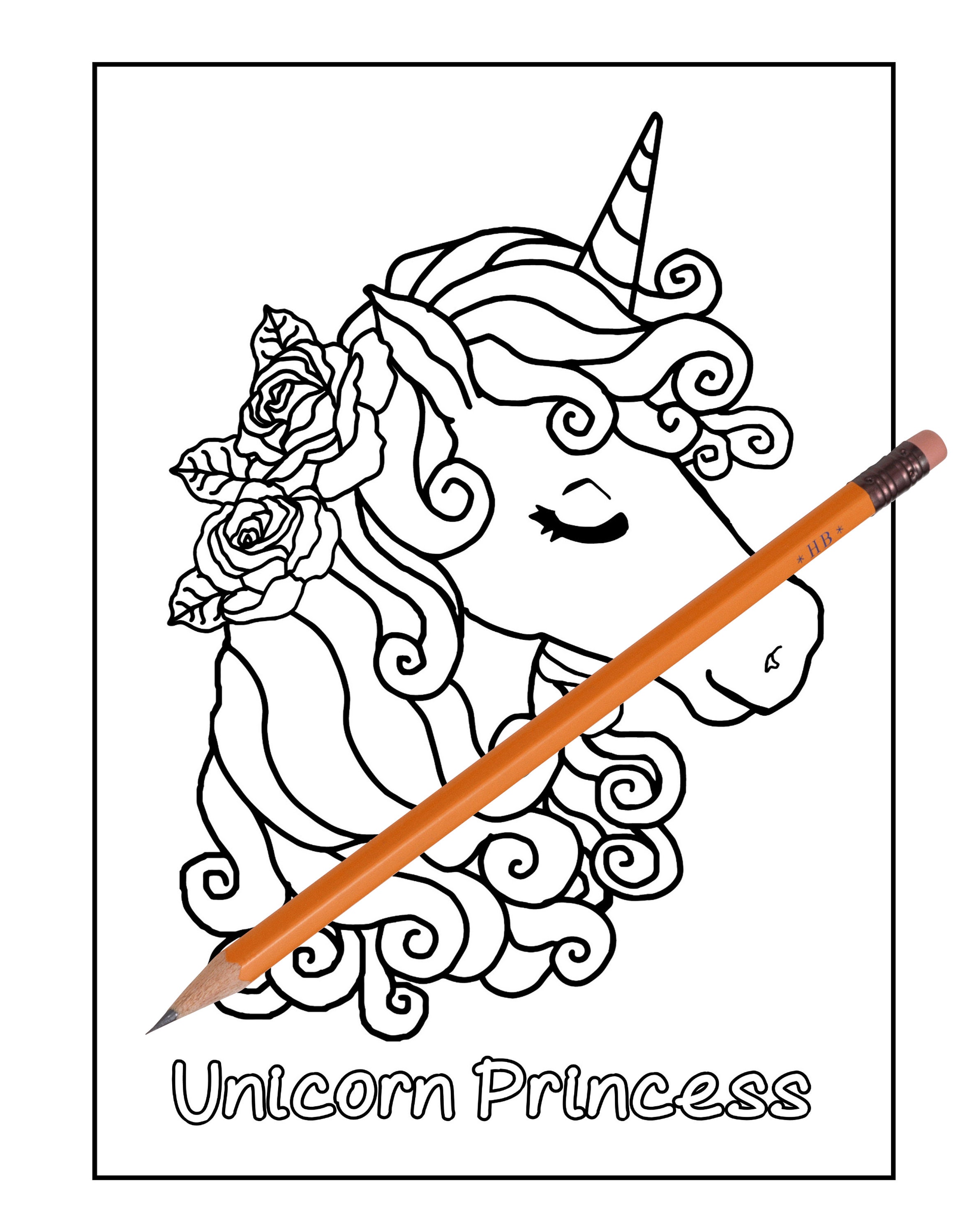 unicorn coloring book pages cute unicorn to birthday party etsy