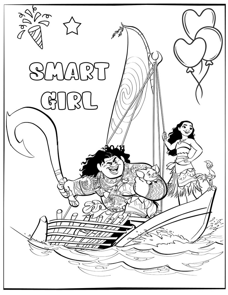 10 Moana Coloring Activity Page for Birthday Personalized With Name ...