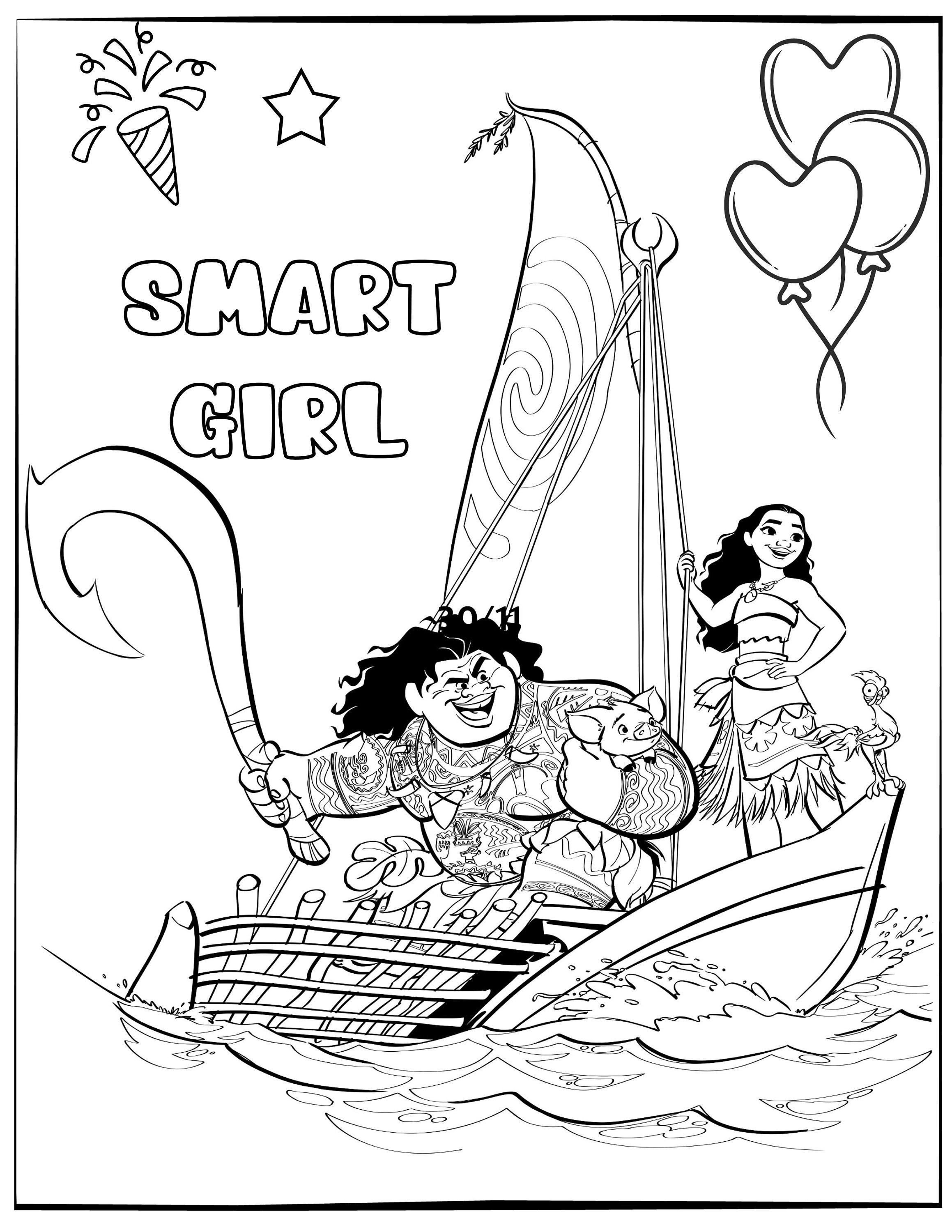 10 Moana Coloring Activity Page for Birthday Personalized With Name