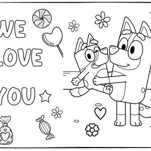10 Printable Bluey Coloring Page for Birthday Personalized - Etsy