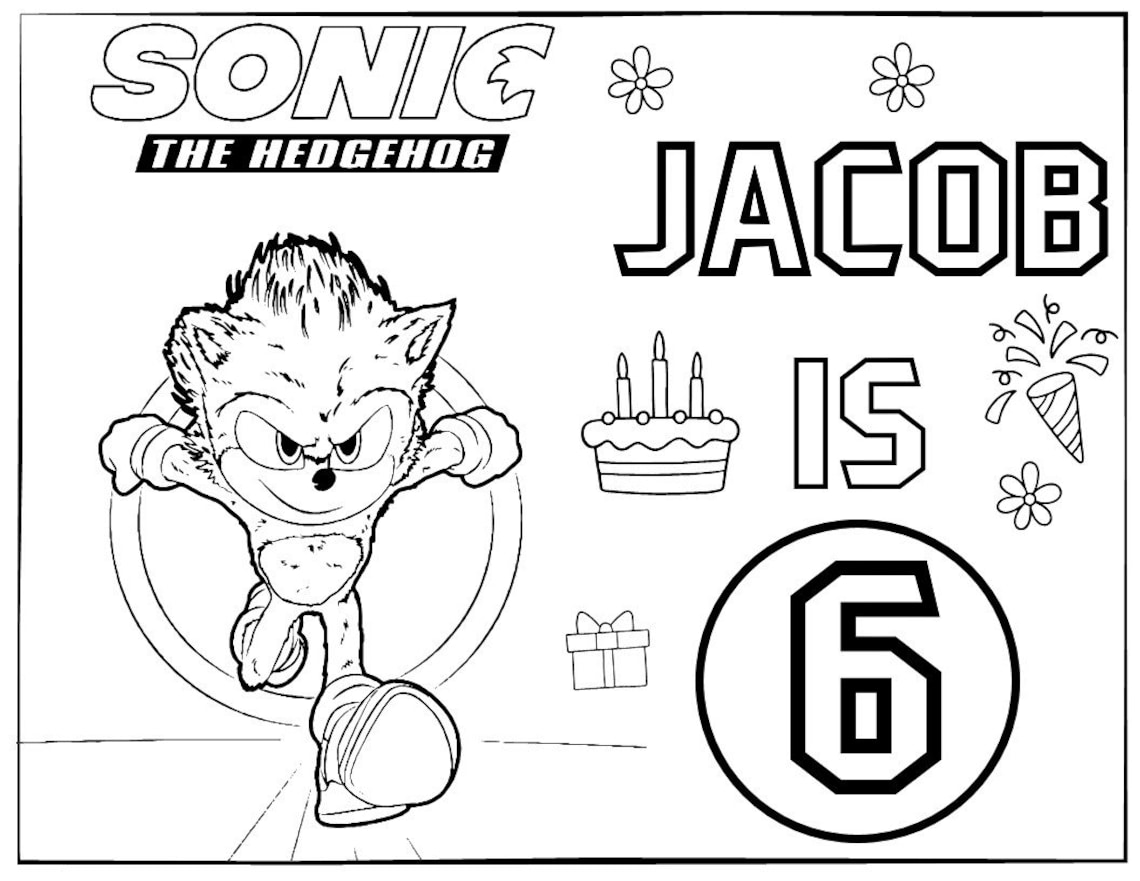 10 Coloriage Sonic imprimable pour anniversaire Personnalisé avec nom