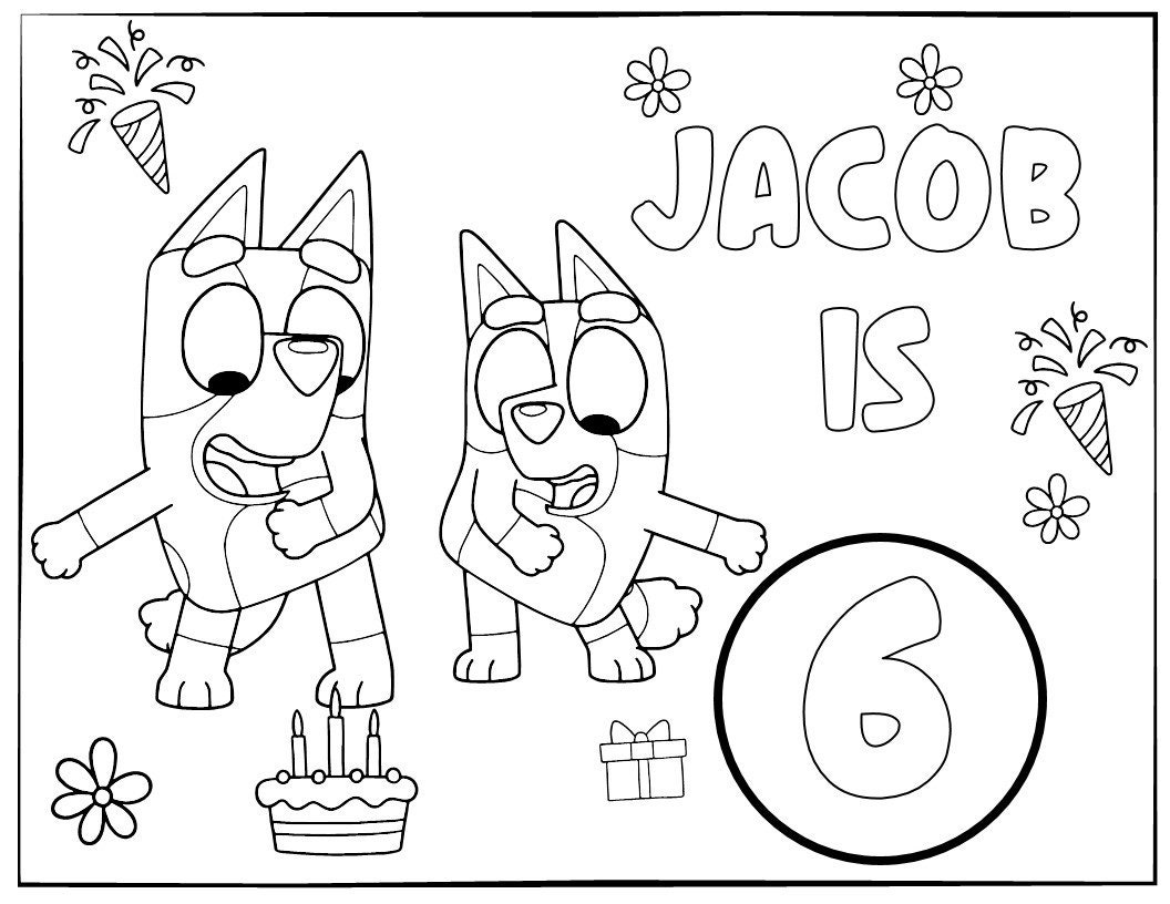 Bluey Birthday Coloring Pages Printable Bluey Birthday Coloring Pages Printable